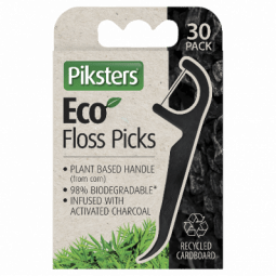 Piksters Eco Floss Charcoal Pick 30pk - 9336628005563 are sold at Cincotta Discount Chemist. Buy online or shop in-store.