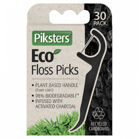 Piksters Eco Floss Charcoal Pick 30pk - 9336628005563 are sold at Cincotta Discount Chemist. Buy online or shop in-store.