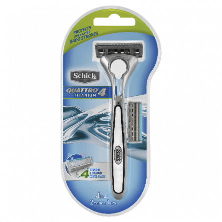 Schick Quattro Titanium Kit - 6937266702802 are sold at Cincotta Discount Chemist. Buy online or shop in-store.