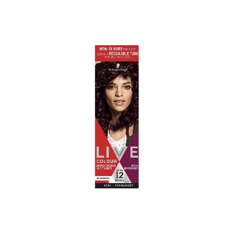 Schwarzkopf Live Colour Rich Burgundy 75mL - 9310714224007 are sold at Cincotta Discount Chemist. Buy online or shop in-store.
