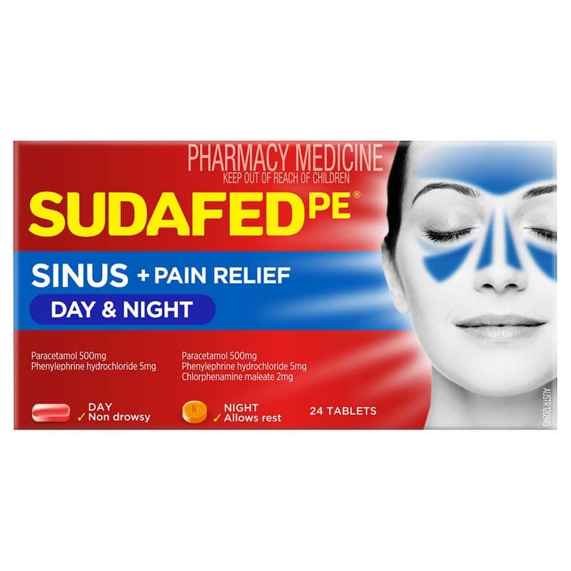 Sudafed Pe Sinus Day and Night  24 Tablets - 9310059065570 are sold at Cincotta Discount Chemist. Buy online or shop in-store.