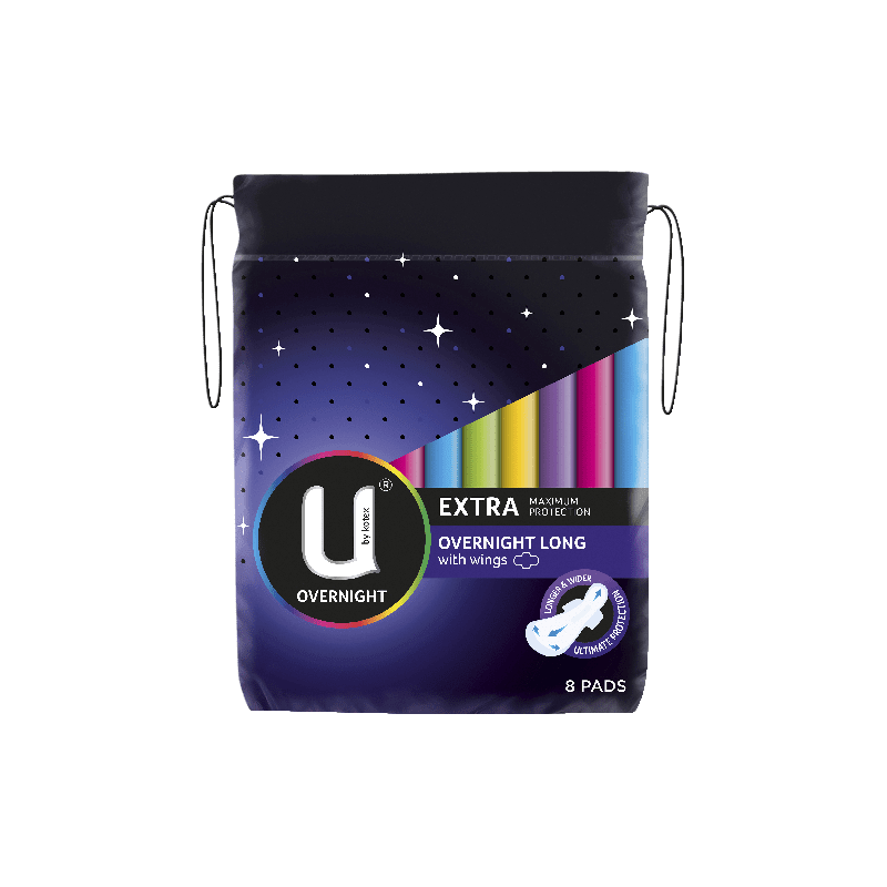 Buy U By Kotex Maxi Pad Overnight Long 8 pack online at Cincotta