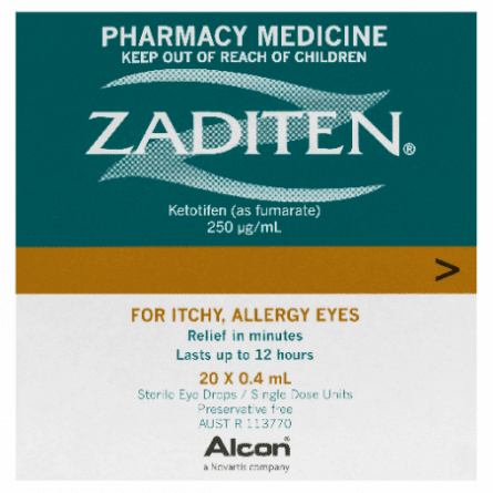 Zaditen Eye Drops 0.025% 20 x 0.4mL - 9319099016696 are sold at Cincotta Discount Chemist. Buy online or shop in-store.