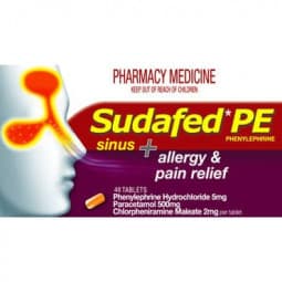 Sudafed Pe Sinus Allergy and Pain 48 Tablets - 2990010059953 are sold at Cincotta Discount Chemist. Buy online or shop in-store.