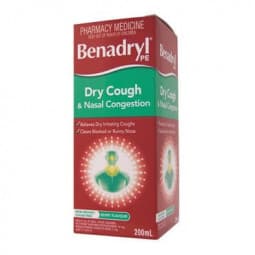 Benadryl PE Dry Cough and Nasal 200mL - 9300607360035 are sold at Cincotta Discount Chemist. Buy online or shop in-store.