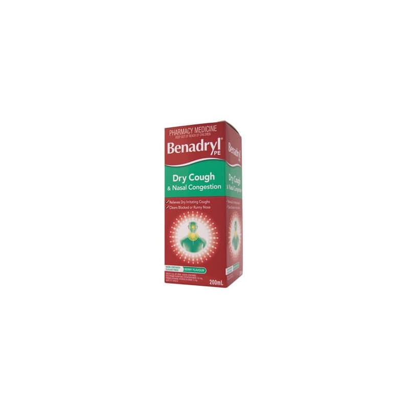 Benadryl PE Dry Cough and Nasal 200mL - 9300607360035 are sold at Cincotta Discount Chemist. Buy online or shop in-store.