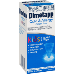 Dimetapp Cold and Allergy Colour Free Kids 6 Years and Over 200mL