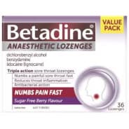 Betadine Anaesthetic Berry Lozenger 36 - 9300655603023 are sold at Cincotta Discount Chemist. Buy online or shop in-store.