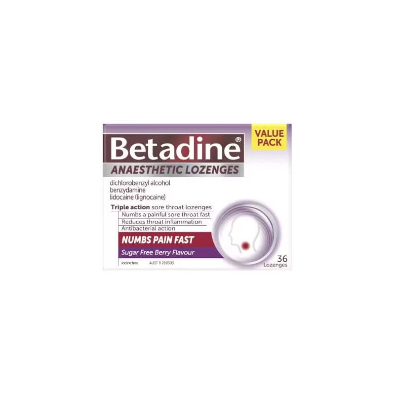 Betadine Anaesthetic Berry Lozenger 36 - 9300655603023 are sold at Cincotta Discount Chemist. Buy online or shop in-store.