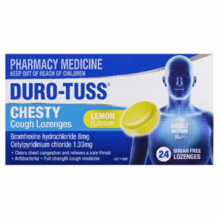 Duro-Tuss Chesty Cough Lemon Lozenges 24 pk - 9314057006627 are sold at Cincotta Discount Chemist. Buy online or shop in-store.
