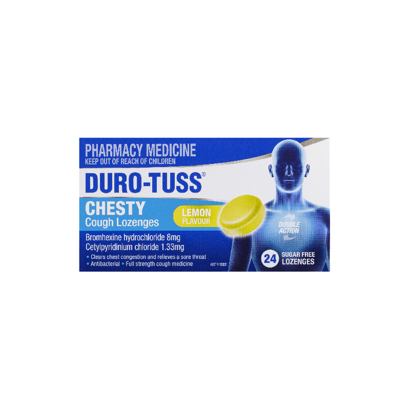 Duro-Tuss Chesty Cough Lemon Lozenges 24 pk - 9314057006627 are sold at Cincotta Discount Chemist. Buy online or shop in-store.