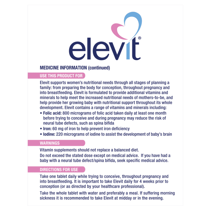 Buy Elevit 100 Tablets online at Cincotta Discount Chemist