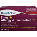 Chemist Own Sinus+Allergy & Pain Relief PE Tablets 24