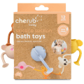 Cherub Baby Bath Toys Silicone Suction Zoo Collection 12pk