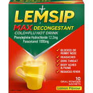 Lemsip Max Decongestant Lemon Sachet 10 - 5000158063938 are sold at Cincotta Discount Chemist. Buy online or shop in-store.