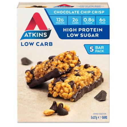 Atkins Day Break Choc Chip Crisp 5 pack - 5060074626365 are sold at Cincotta Discount Chemist. Buy online or shop in-store.