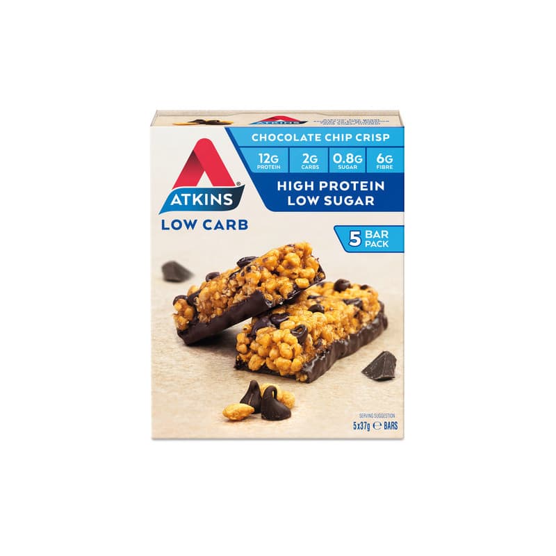 Atkins Day Break Choc Chip Crisp 5 pack - 5060074626365 are sold at Cincotta Discount Chemist. Buy online or shop in-store.