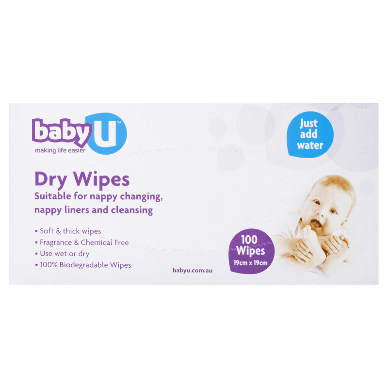 BabyU Dry Wipes 100 pack - 9338608005297 are sold at Cincotta Discount Chemist. Buy online or shop in-store.