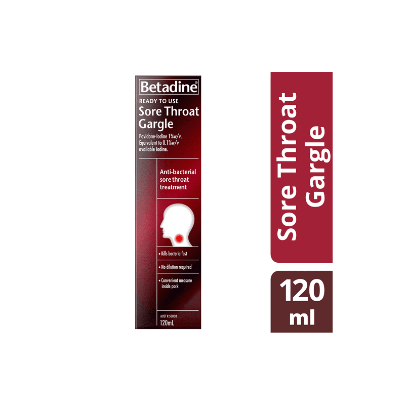 Antagonisme Verheugen heel Buy Betadine Sore Throat gargle RTU 120mL online at Cincotta