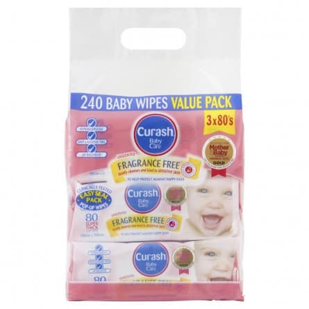 Curash Baby Wipes Fragrance Free 3x 80 Wipes - 9310320000965 are sold at Cincotta Discount Chemist. Buy online or shop in-store.