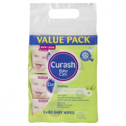 Curash Baby Soothing 3x 80 Wipes - 9310320001306 are sold at Cincotta Discount Chemist. Buy online or shop in-store.