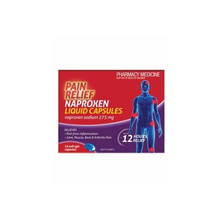 Pain Relief Naproxen Liquid Capsules 10 - 9310263003238 are sold at Cincotta Discount Chemist. Buy online or shop in-store.