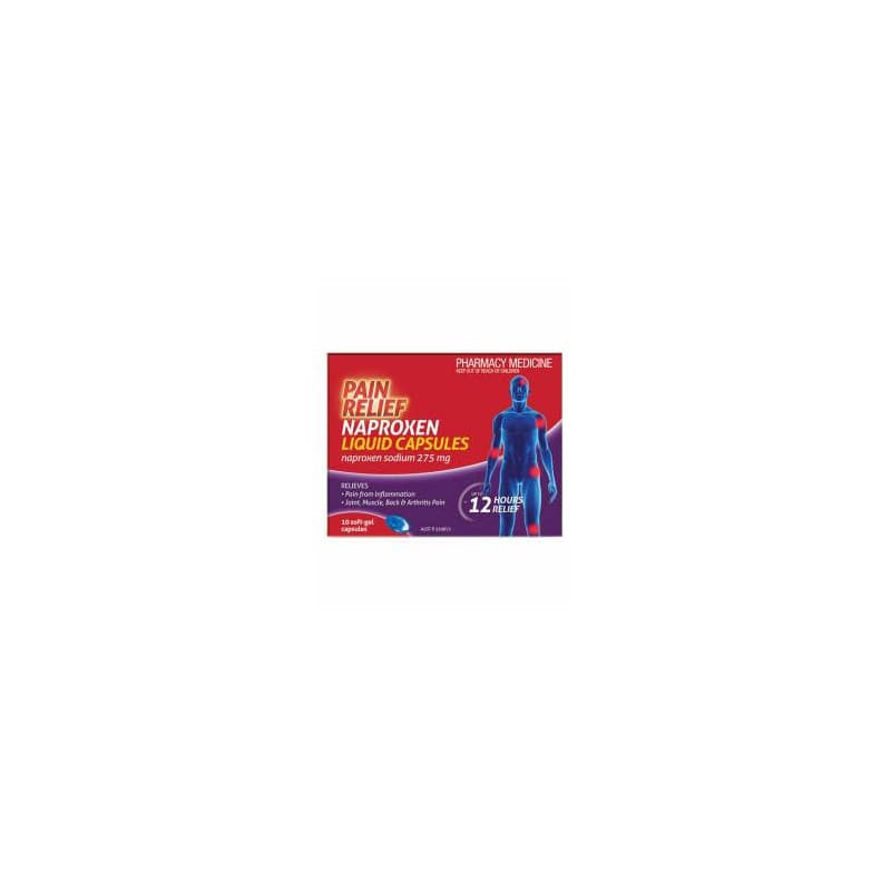 Pain Relief Naproxen Liquid Capsules 10 - 9310263003238 are sold at Cincotta Discount Chemist. Buy online or shop in-store.