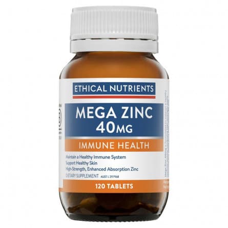 Ethical Nutrients Mega Zinc 40mg Tablets 120 - 9315771010242 are sold at Cincotta Discount Chemist. Buy online or shop in-store.