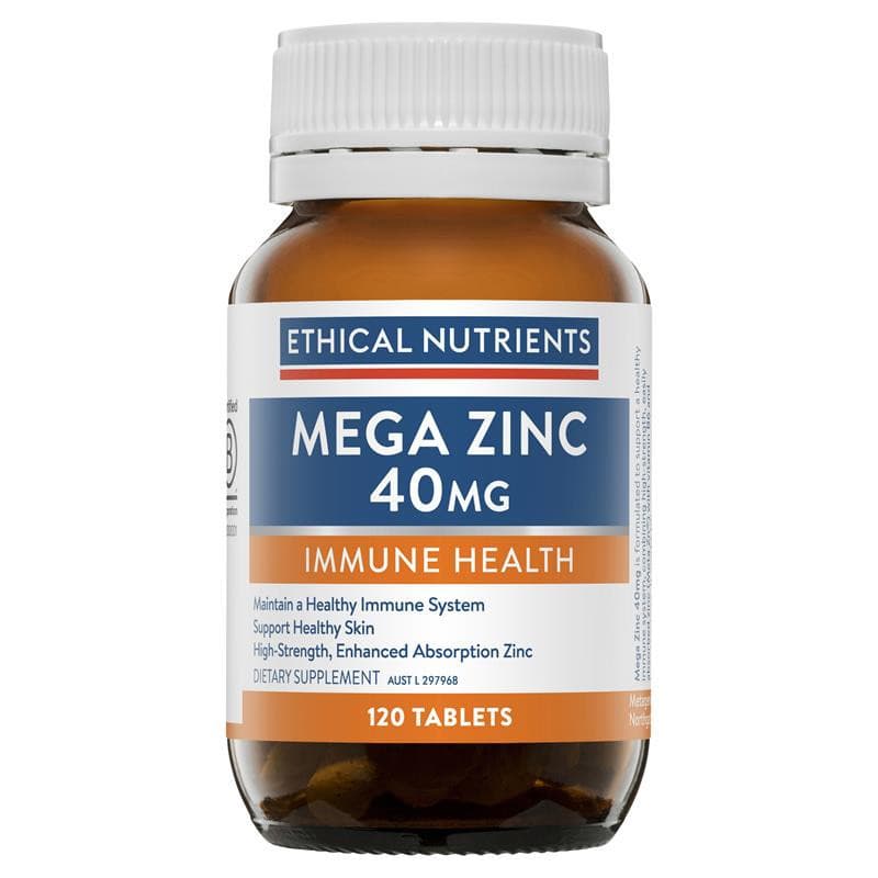 Ethical Nutrients Mega Zinc 40mg Tablets 120 - 9315771010242 are sold at Cincotta Discount Chemist. Buy online or shop in-store.