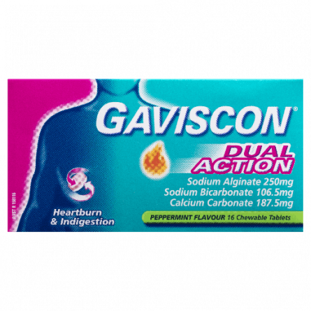 Gaviscon Dual Action Peppermint 16 Tablets - 9300701982881 are sold at Cincotta Discount Chemist. Buy online or shop in-store.