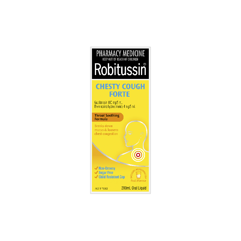 Robitussin Chesty Cough Forte 200mL - 9310488022946 are sold at Cincotta Discount Chemist. Buy online or shop in-store.