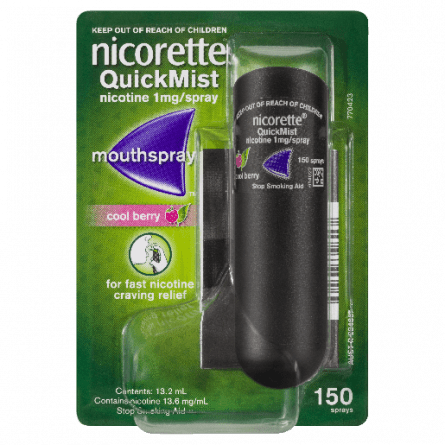 Nicorette Quick Mist Spray Berry 150x1 - 9300607011302 are sold at Cincotta Discount Chemist. Buy online or shop in-store.